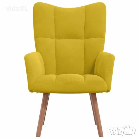vidaXL Релакс стол, горчица жълто, кадифе, снимка 3 - Дивани и мека мебел - 56146841