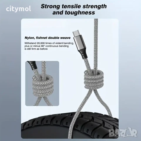 Аудио кабел USB-C мъжки към 2 RCA мъжки кабел, позлатени контакти, алуминиеви глави, 1 метър, снимка 8 - Други - 50980700