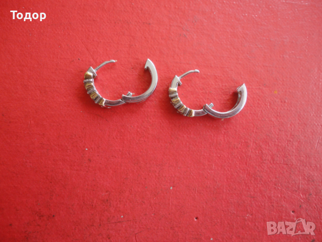 Страхотни сребърни обеци обици с камъни и позлата  2, снимка 3 - Обеци - 44761997