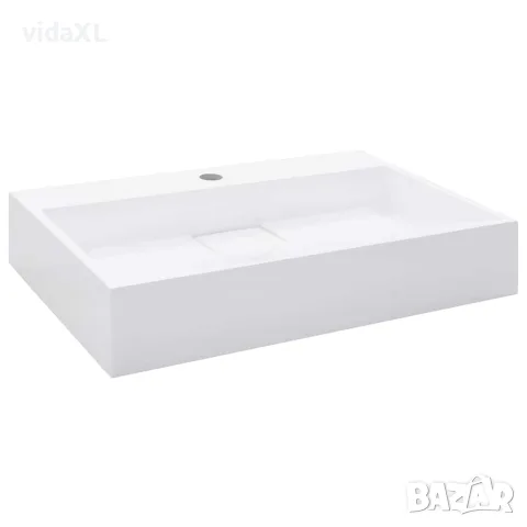 vidaXL Мивка, 60x38x11 см, минерална/мраморна отливка, бяла