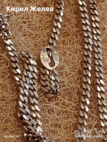 Сребърно колие плетка Кубинска верига майсторска ръчна изработка 39775, снимка 6 - Колиета, медальони, синджири - 52895624