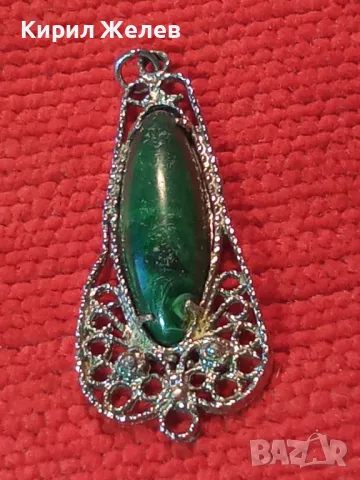 ПОСРЕБРЕН СТАРИНЕН ФИЛИГРАНЕН СТИЛ МАЛАХИТЕН МЕДАЛЬОН 14335, снимка 8 - Антикварни и старинни предмети - 35645973