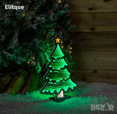 LED коледна елха с 3D светлинен ефект – модерна празнична декорация за дома