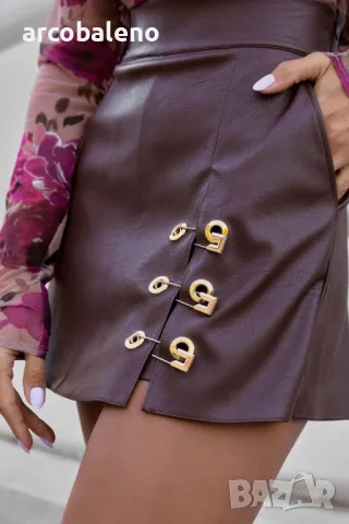 Дамска кожена пола - къси панталони ZOE, 2цвята , снимка 5 - Къси панталони и бермуди - 49471749