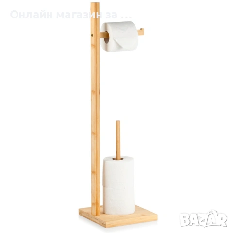 Стойка за тоалетна хартия с място за резервни ролки, бамбук 70см 567039, снимка 2 - Органайзери - 53232550