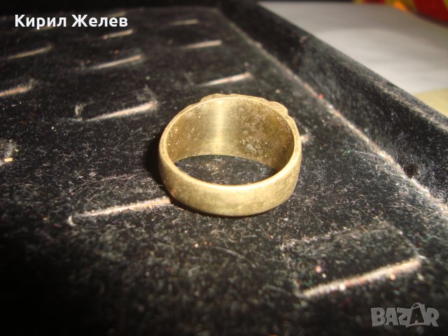 СТАР ПОЗЛАТЕН БРОНЗОВ ПРЪСТЕН ДУБЛЕ РЪЧНА МАЙСТОРСКА ИЗРАБОТКА МАСИВЕН 21869, снимка 4 - Пръстени - 33789972