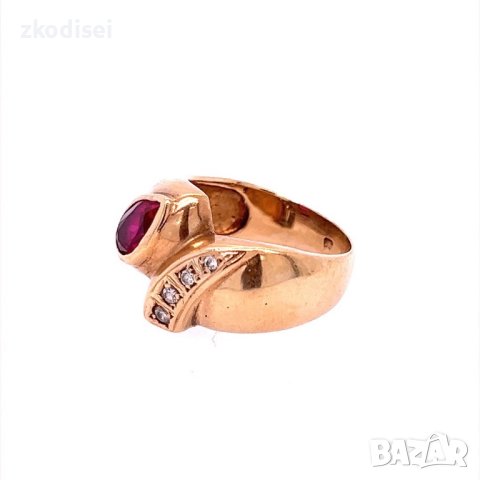 Златен дамски пръстен с рубин 7,87гр. размер:55 14кр. проба:585 модел:18449-2, снимка 3 - Пръстени - 41896696