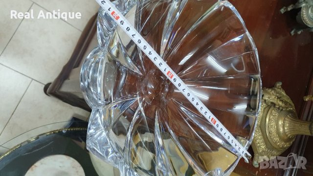 Голяма антикварна словенска кристална купа бомбониера фруктиера- Rogocka, снимка 6 - Антикварни и старинни предмети - 39130076