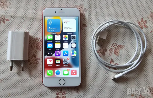 Отличен iPhone 7 Red чист iCloud 100% батерия, снимка 1