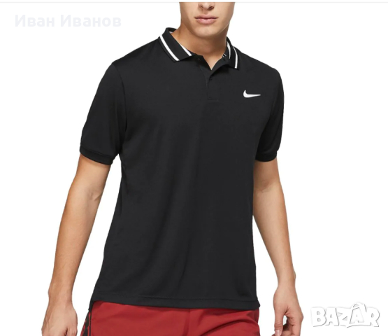 Nike Court Dry  черна полиестерна тениска с поло яка размер ХХЛ, снимка 4 - Тениски - 44784460