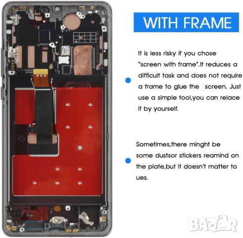 Дисплей за Huawei P30 PRO, VOG-L29, L09, тъч екран, с рамка, черен, LCD, тъчскрийн, LED, за P30 pro, снимка 3 - Резервни части за телефони - 48408430