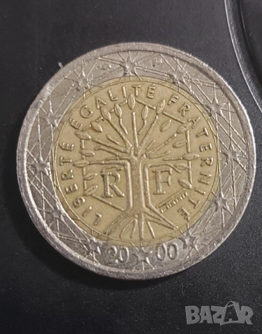 2 евро, 2000г., Франция, ”Дървото на живота” , снимка 3 - Нумизматика и бонистика - 53502359