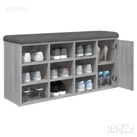 vidaXL Пейка за обувки, сив сонома, 102x32x50 см, инженерно дърво, снимка 4 - Маси - 56148112