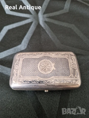 Рядка уникална антикварна руска сребърна кутийка за тютюн с ниело , снимка 2 - Антикварни и старинни предмети - 50446342