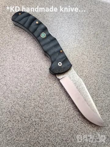 Сгъваем нож ръчно изработен от N690co стомана + ПОДАРЪК кания, снимка 2 - Ножове - 49128609
