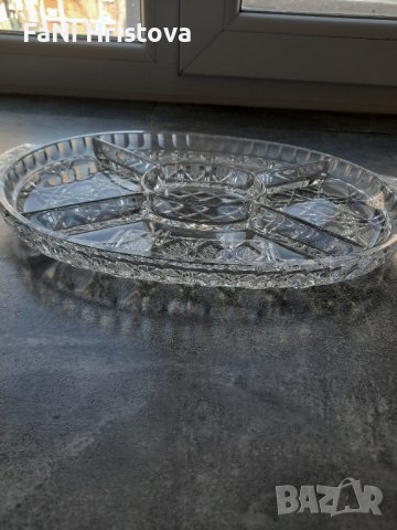 Кристален овален поднос, снимка 2 - Антикварни и старинни предмети - 44160081