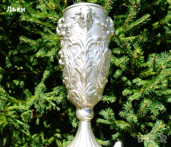 Бокал от калай,чаша за вино,глава на Овен,Ангели,барок., снимка 11 - Антикварни и старинни предмети - 51253524