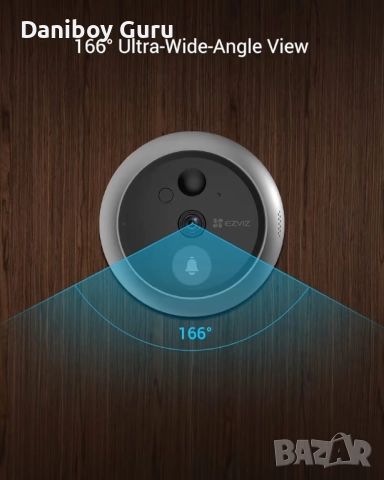 Wi Fi Смарт видео звънец Ezviz CP4, Двупосочно видео, Full HD, шпионка , App, снимка 4 - Други - 52869547