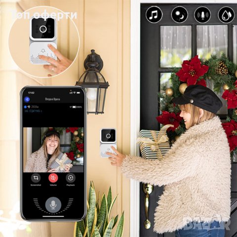 Умен звънец с вградена камера, безжична връзка с телефон TUYA, снимка 6 - Други - 40208664