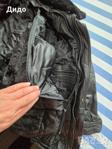 Кожена офицерска шуба черно, снимка 12 - Якета - 51906070