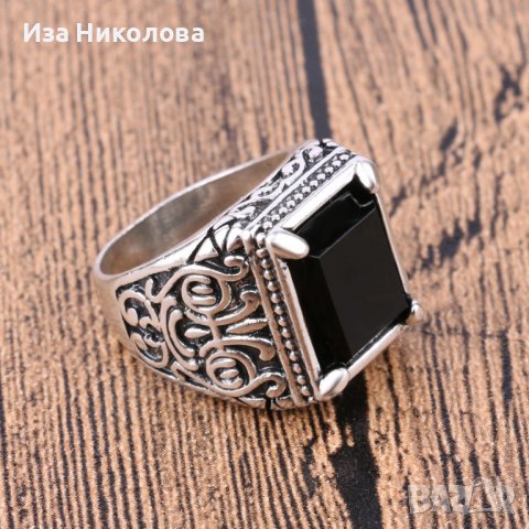 Пръстен с черен шпинел, снимка 4 - Пръстени - 40038718