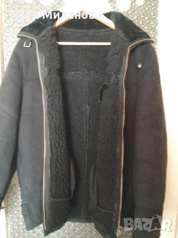 Черно късо кожено мъжко яке