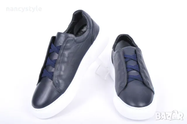 Мъжки кожени обувки без връзки, снимка 2 - Спортно елегантни обувки - 50108245