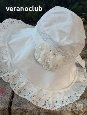 Капела Бяла Лукс Елеганца Памучен плат, снимка 5 - Шапки - 39920012