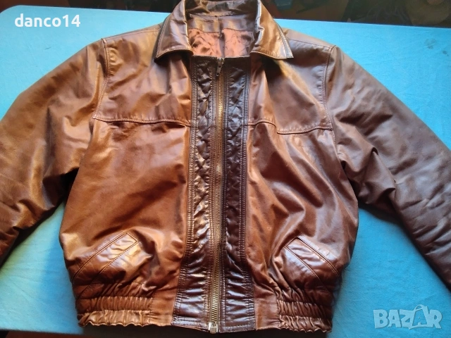 голямо мъжко тузарско яке от естествена кожа телешки бокс в стил топ гън, XL размер , до кръста , снимка 7 - Якета - 53531914