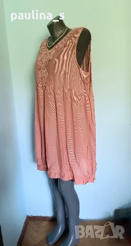 Два броя / Маркова рокля тип туника с дантела / голям размер , снимка 4 - Рокли - 50792038