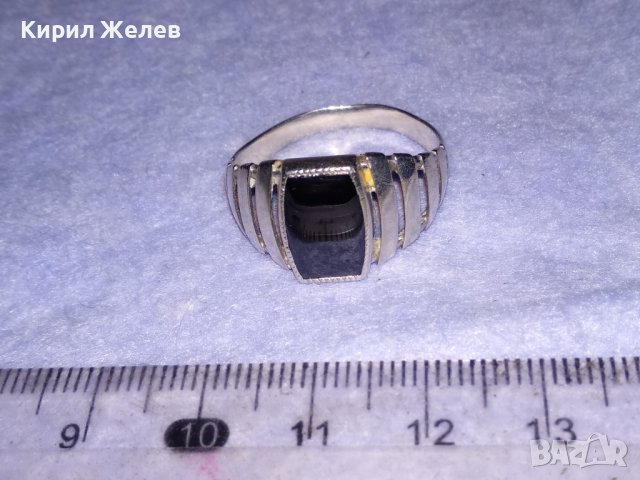 Стар СССР СКЪПОЦЕНЕН с ЧЕРЕН ОНИКС АЖУРЕН СРЕБЪРЕН ПРЪСТЕН с ПЕЧАТ за СРЕБРО 925 и Щемпел УВЮА 38735, снимка 6 - Антикварни и старинни предмети - 41741224