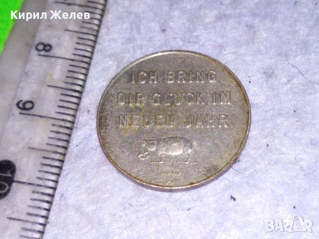 PROSIT NEUJAHR СТАРИННА НОВОГОДИШНА НЕМСКА ПОСРЕБРЕНА БРОНЗОВА МОНЕТА За ЩАСТИЕ КЪСМЕТ 38582, снимка 7 - Антикварни и старинни предмети - 41501295