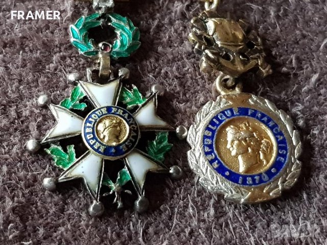 Златна 18 карата МИНИАТУРА с ДИАМАНТИ ордени Легиона и военен 1870 злато, снимка 6 - Антикварни и старинни предмети - 41344039