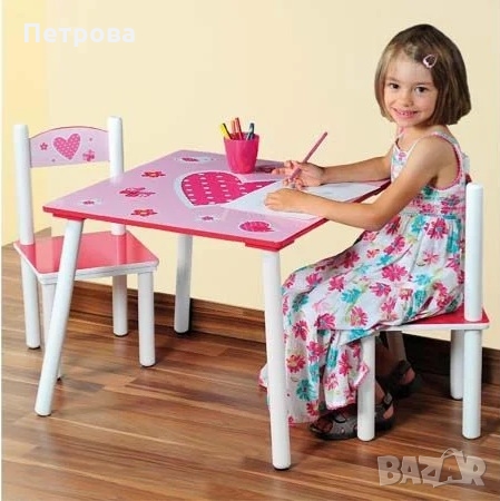 Детски дървени маса с два стола/детска маса и две столчета, снимка 3 - Мебели за детската стая - 36111431