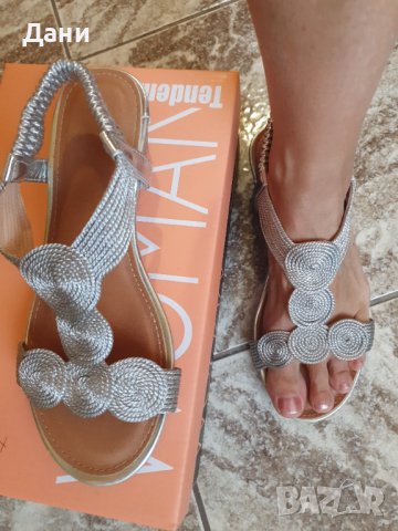 дамски сребристи сандали и чанта, снимка 9 - Сандали - 41923201