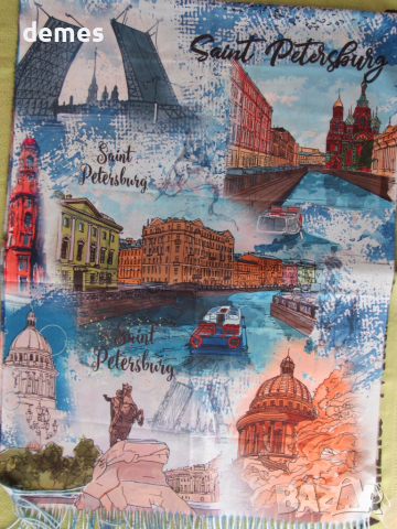 Фин двулицев шал с принт кашмир и вълна от Сант Петербург,Русия, снимка 4 - Шалове - 52298501