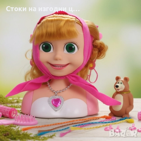Кукла за прически „Маша и мечокът“ – Торс с дълга коса и аксесоари за оформяне, снимка 4 - Кукли - 52997159