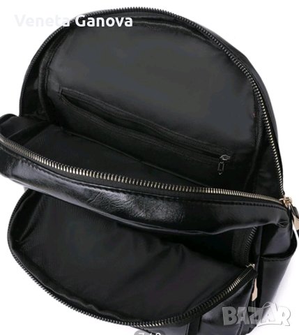 Дамска раница от екокожа в черно,за разпределение виж снимките , снимка 5 - Раници - 42305383