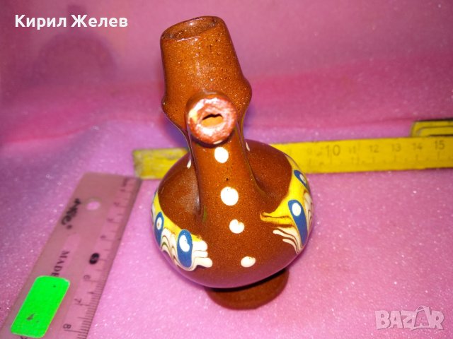 КЕРАМИЧНО БЪРДУЧЕ СВИРКА РЪЧНА МАЙСТОРСКА ИЗРАБОТКА ТРАДИЦИОНЕН ЕТНО СУВЕНИР ГЛЕДЖОСАНА ГЛИНА 42932, снимка 6 - Декорация за дома - 44297563