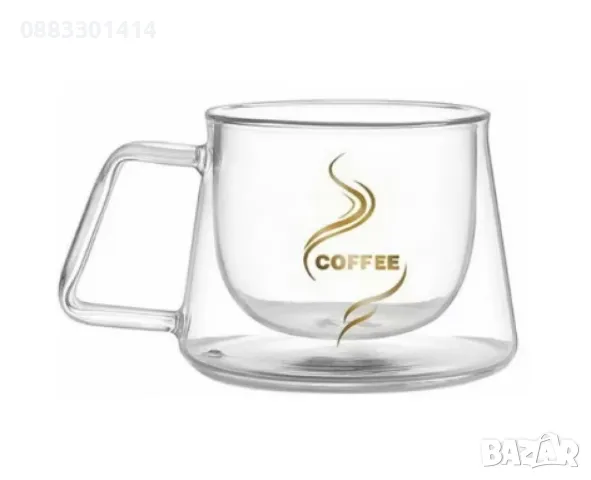 Чаша за кафе с двойно дъно Coffee , снимка 2 - Чаши - 47530478