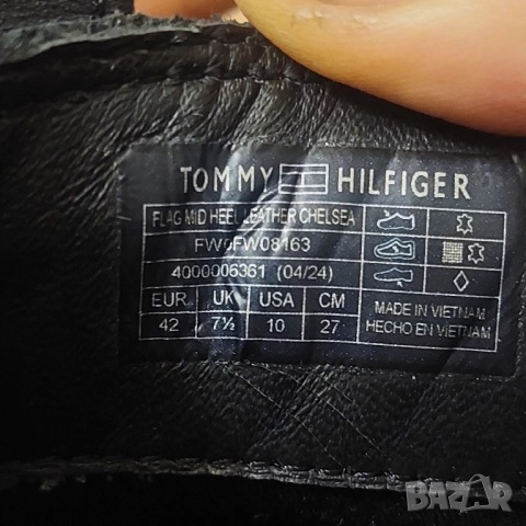 TOMMY HILFIGER Емайлирани кожени боти/ ботуши Челси с флаг номер 42, снимка 8 - Дамски боти - 52497110