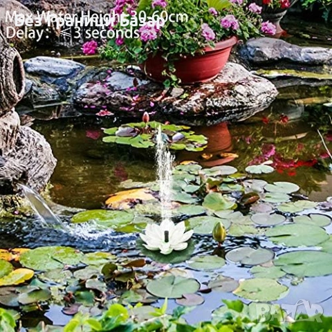 Нов лотос Соларна водна помпа 1.2W фонтан с 5 дюзи за градина/езерце, снимка 7 - Други - 53733015
