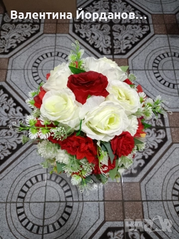 дръвче с текстилни цветя в керамична кашпа височина 60 см , снимка 4 - Декорация за дома - 52025113