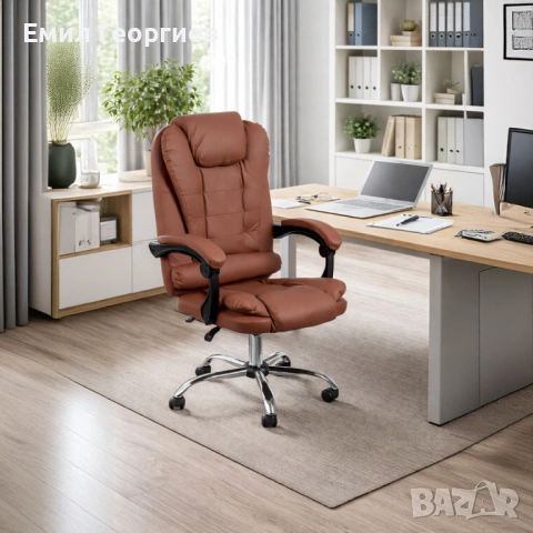 Ергономичен офис стол с лумбална опора от еко кожа – комфорт за дълги часове без болки, снимка 2 - Столове - 53145506