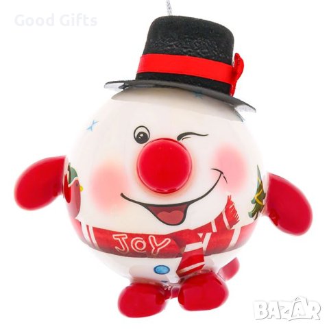 3 броя LED светеща коледна топка Снежен човек, 10см