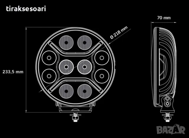 252W LED Диоден Халоген за ролбар за камиони джипове офроуд Боен Фар, снимка 2 - Аксесоари и консумативи - 48326907