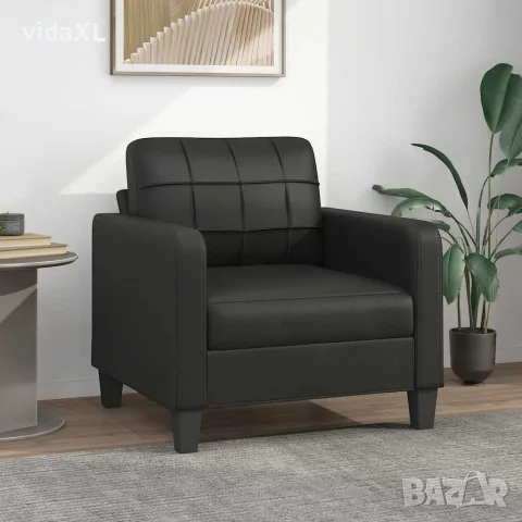 vidaXL Кресло, черно, 60 см, изкуствена кожа, снимка 2 - Дивани и мека мебел - 56147309