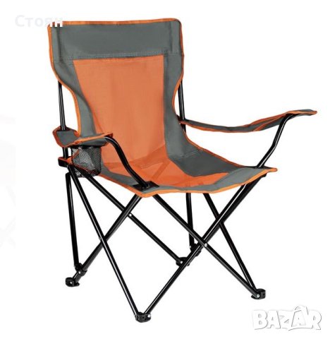 Сгъваем къмпинг стол сив оранжев с калъф 47x50x78см