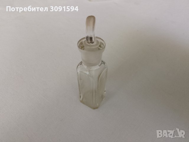 Винтидж прозрачна стъклена бутилка  ,шишенце за парфюм със стъклена запушалка, снимка 6 - Антикварни и старинни предмети - 41376033