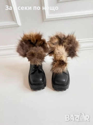 Дамски Черни Зимни Боти С Естествен Пух Код S36